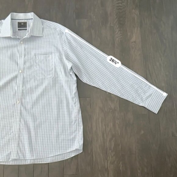 Marks & Spencer Blue, Purple & White Checked Men's Dress Shirt 100% Cotton - Picture 13 of 14